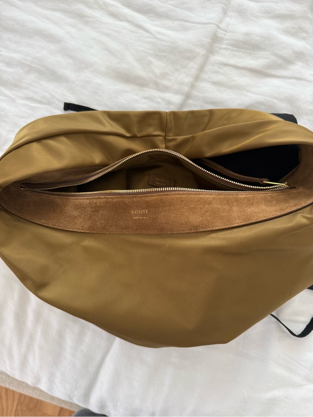 KHAITE Olivia Bag in Olive Green Shoulder Bag with Suede Trim - Picture 5 of 6